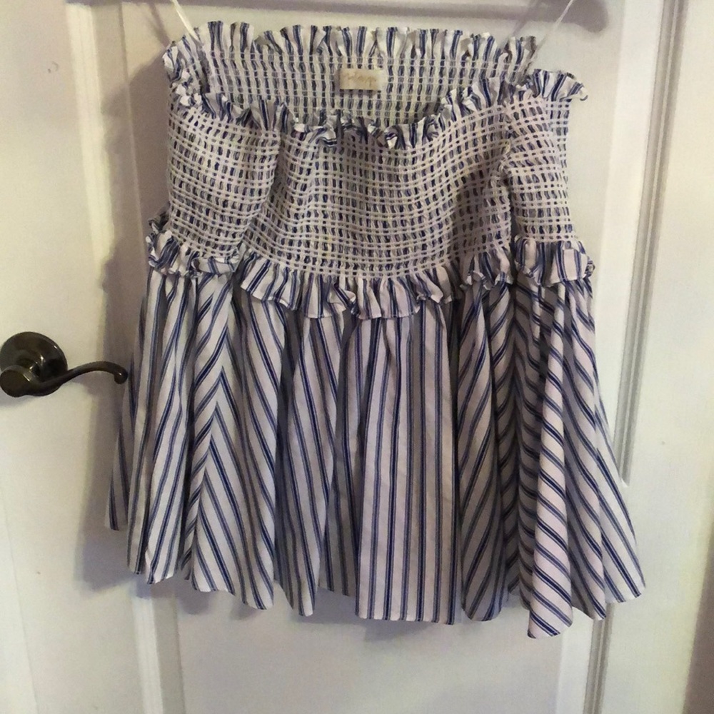 Three quarter bell sleeve off the shoulder striped shirt!